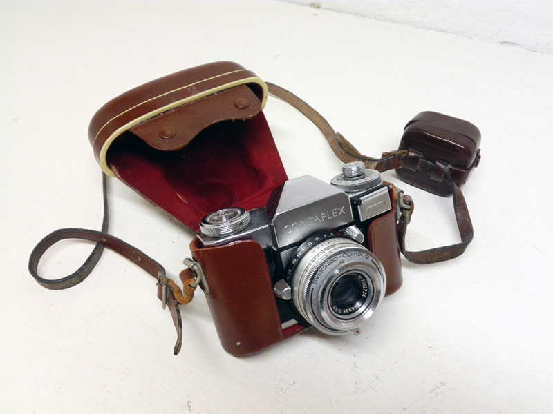 camara foto reflex contaflex+funda filtros metal piel 9.4x12.5x7.3 1u